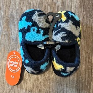 Wonder Nation Kids' Cozy Slippers - Blue, Yellow, Gray